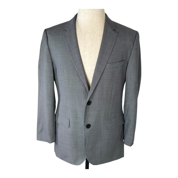 Hugo‎ Boss Lanificio Tesse Biella Blazer Jacket Blue 40R Wool Stretch